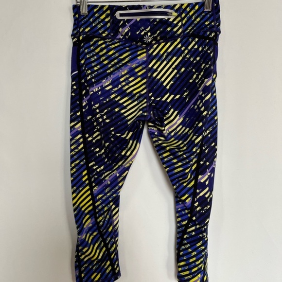 Athleta Capri Crop Lightweight Blue Yellow Leggings Size‎ S - Picture 10 of 12